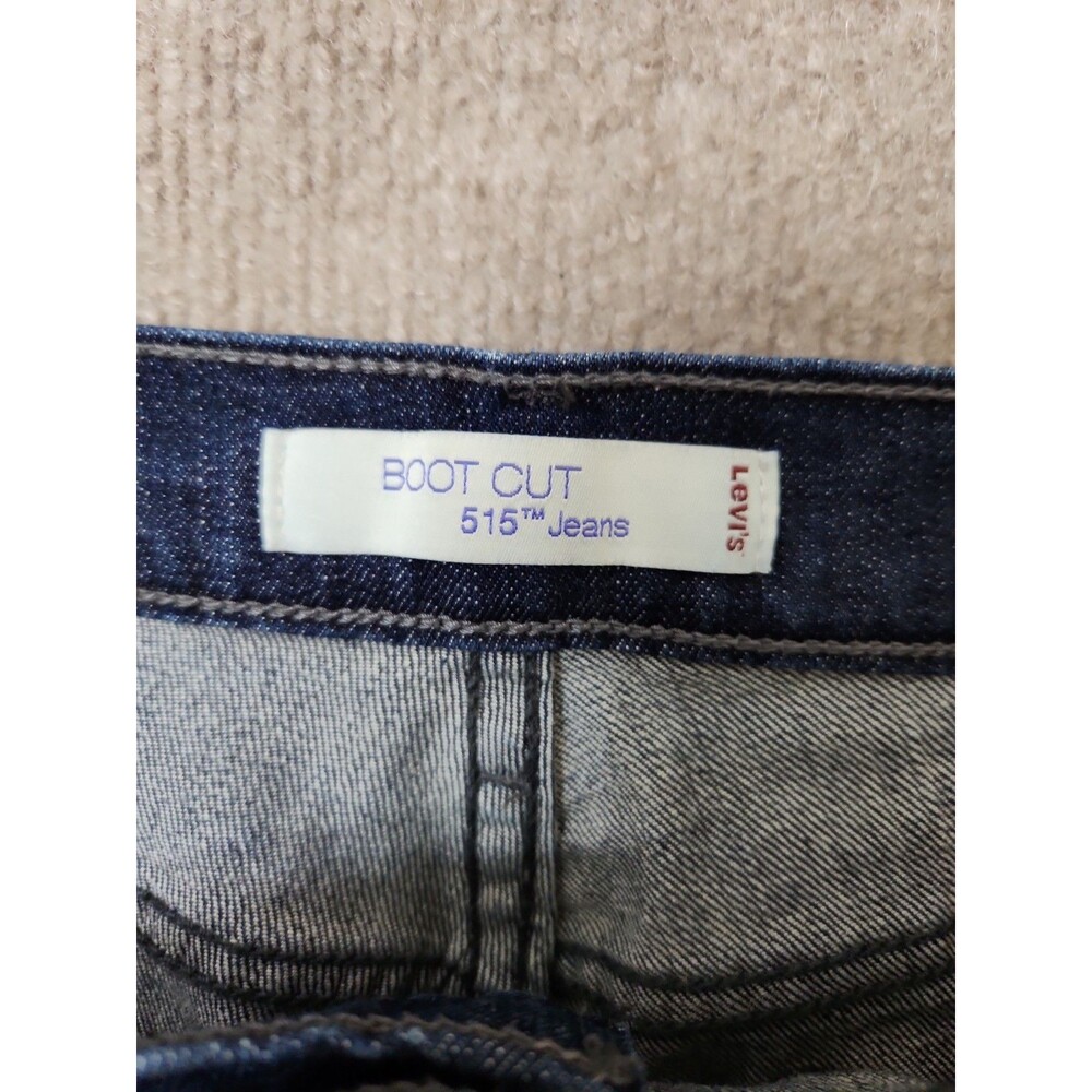 Levis 515 Bootcut Jeans Womens 14 Long Blue Dark Wash Stretch - Picture 6 of 8